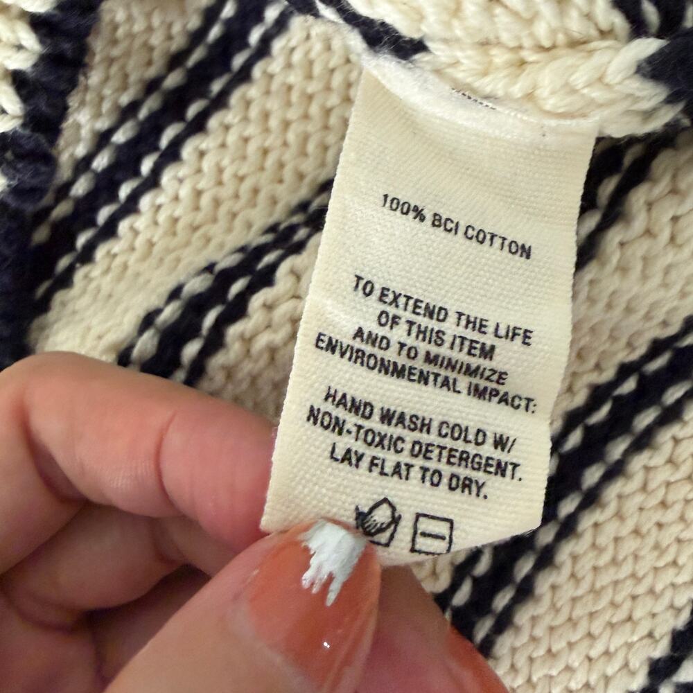 Alex Mill Jacques Cotton Stripe Polo Sweater Cream Black 100% Cotton Size M - Picture 12 of 13